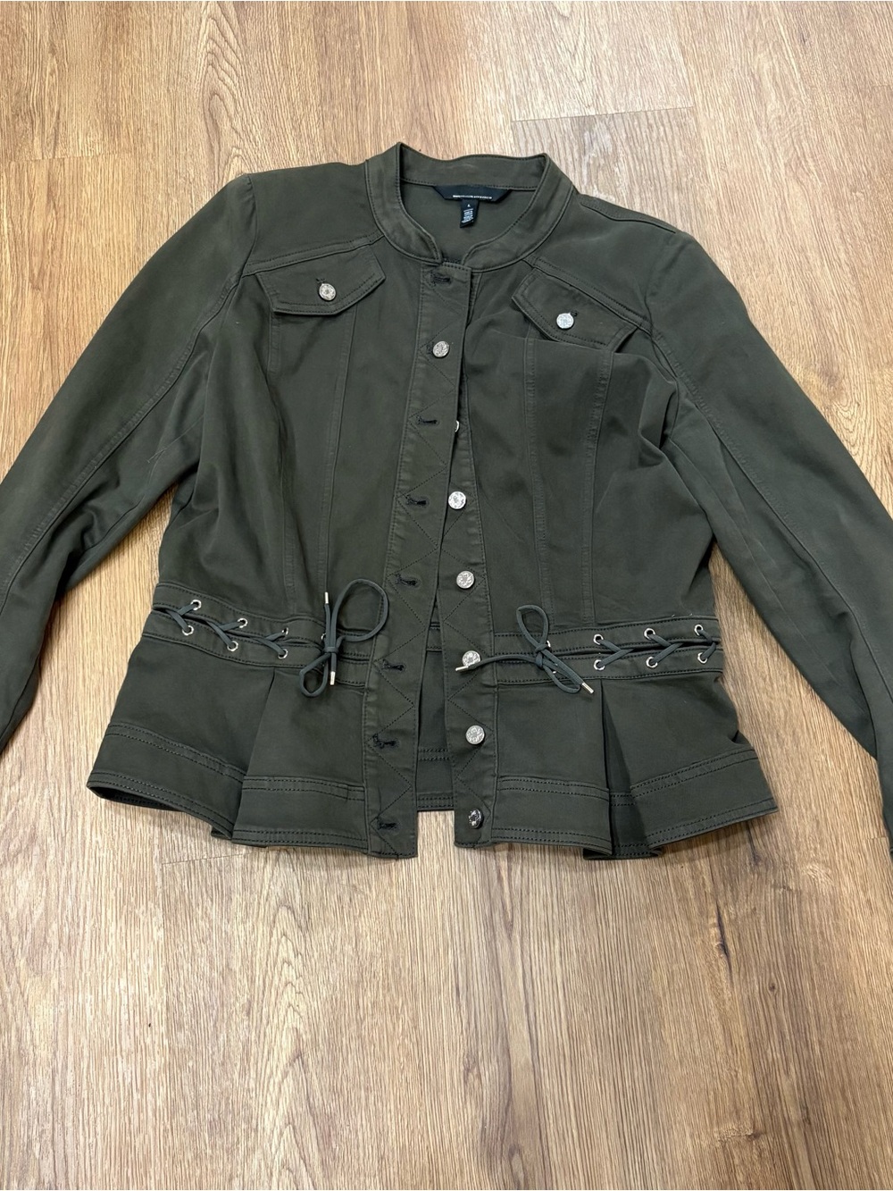 Army green peplum jacket button up preppy unqiue